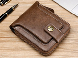 Vintage Geldbörse mit Rundum-Reißverschluss – Stilvolle Brieftasche mit Kartenfächern und Münzfach für Damen