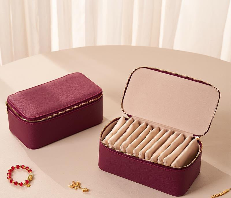 Schmuck-Reisebox mit 12 Verknötungsfreien Samtbeuteln – Perfekte Aufbewahrung für Schmuck auf Reisen