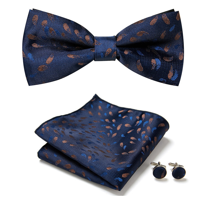 Men's Bow Tie Set – Pocket Square & Cufflinks, Polyester & 36 Designs