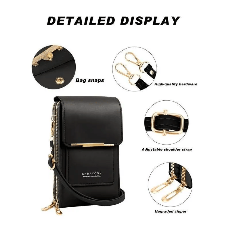 Touchscreen Phone Crossbody Bag – Waterproof Window, Anti-Theft, Adjustable Strap