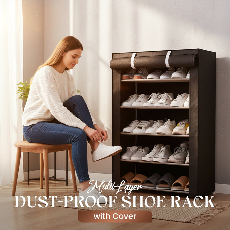 Optimized Product Title: **Stylish Fabric-Covered Shoe Cabinet with Sturdy Steel Frame – Available in 6 or 8 Tier Options for Maximum Storage**