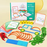 Optimized Product Title: "Holz-Stäbchen & Ringe Baukasten mit Aufgabenkarten - Kreatives Lernspielzeug für Kinder, Fördert Feinmotorik und Kreativität" 

This title includes relevant keywords while clearly describing the product's purpose and benefits, ma