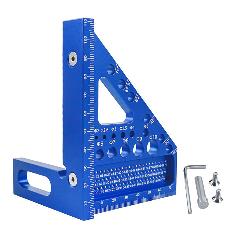 Aluminum Angle Ruler – 90° & 45° Measuring, Laser Scale & Pre-Drilled Holes