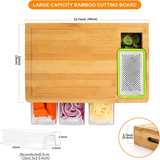 Bamboo Cutting Board Set – 4 Graters, Slide-Out Trays & 40×26cm