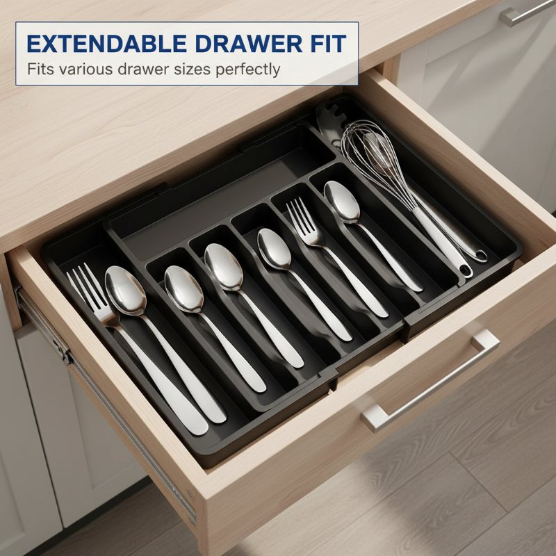 Optimized Product Title: **Verstellbarer Besteck-Schubladenorganizer – Ausziehbar 33–57 cm für optimale Küchenorganisation** 

This title includes relevant keywords and emphasizes the product's features for better visibility in Google Shopping.