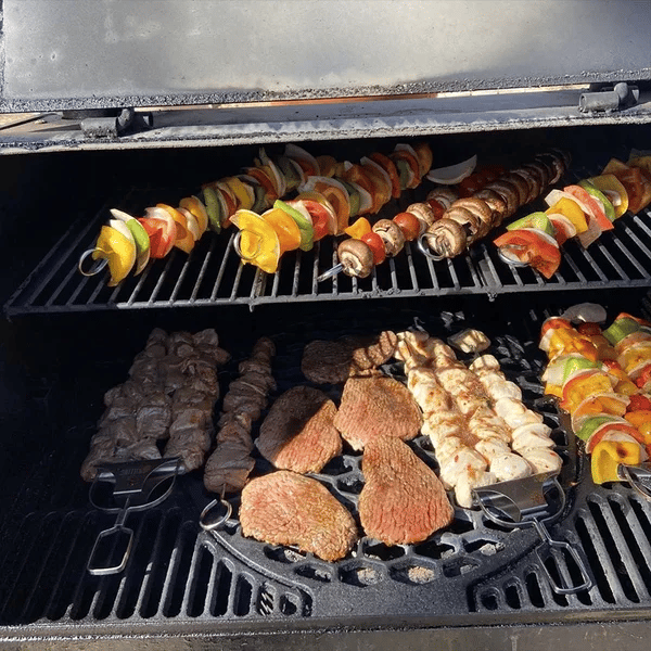 3er Grillspieß-Set mit Abstreifer – Ideal für BBQ, Grillen und Spießen