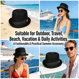 Pork Pie Mesh Hat – Breathable Summer Fedora, Unisex, Adjustable 58–60cm