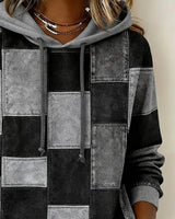 Stylish Long Sleeve Checkered Hoodie for Men & Women - Comfortable & Trendy Casual Wear