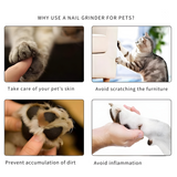 Electric Pet Nail Grinder – USB Rechargeable, 3 Grinding Ports, Quiet, Dogs & Cats