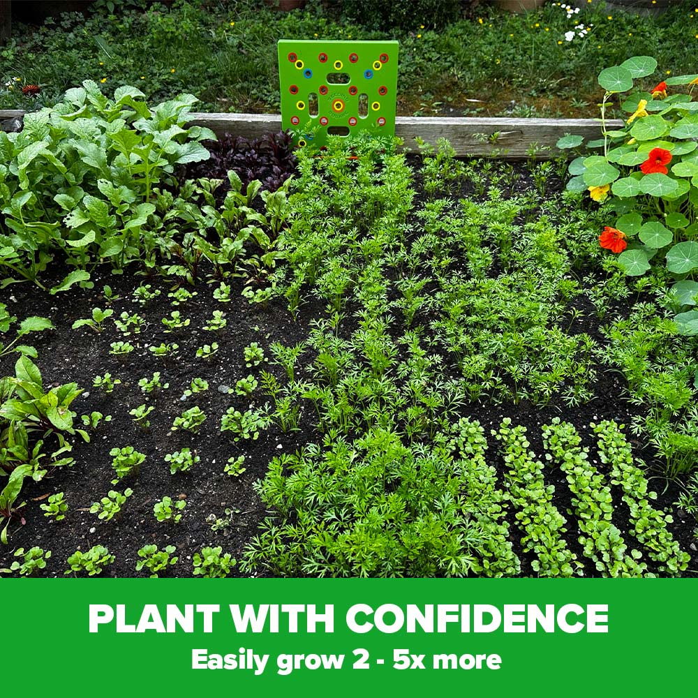 Garden Seed Spacing Template – Color-Coded, 30×30cm ABS & Planting Depth Guides