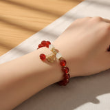Beaded Bracelet Mothers Day Gift Natural Stone Red Jewelry