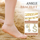 Layered Rhinestone Anklet – Women's, Gold-Plated & Adjustable Clasp