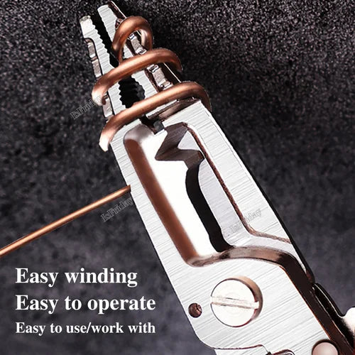 10-in-1 Wire Stripper Pliers – Alloy Steel, Ergonomic PVC Grip & Strap Cutter