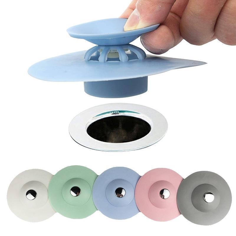Drain Stopper with Hair Catcher – Push-Button, Silicone & Universal 4-5 cm Fit