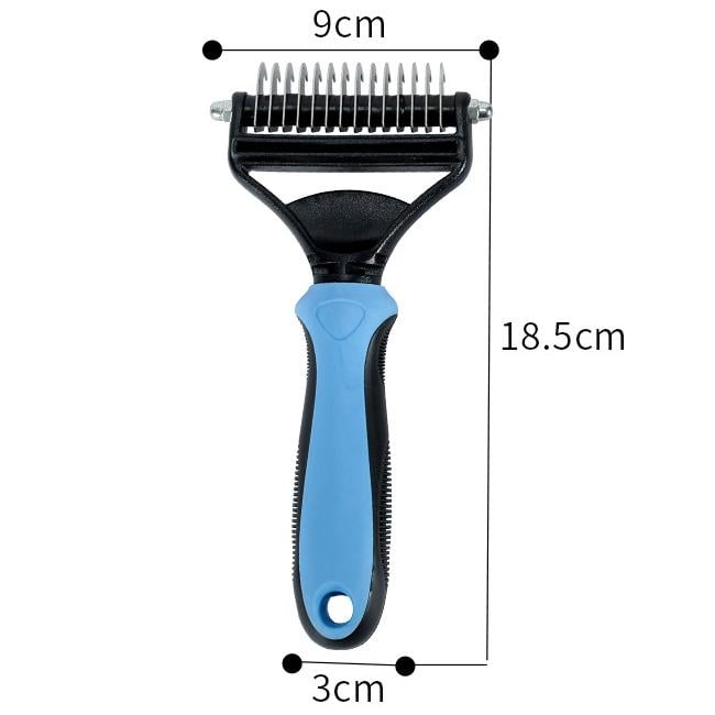 Double-Sided Pet Dematting Brush – Stainless Steel Teeth, Dogs & Cats, Non-Slip Grip
