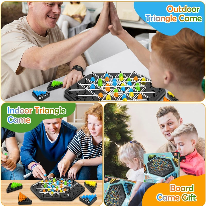 Triangle Strategy Board Game – Rubber Bands, 2-4 Players & Logic Trainer