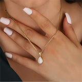 18K Natural Opal Teardrop Pendant Necklace - Eloise