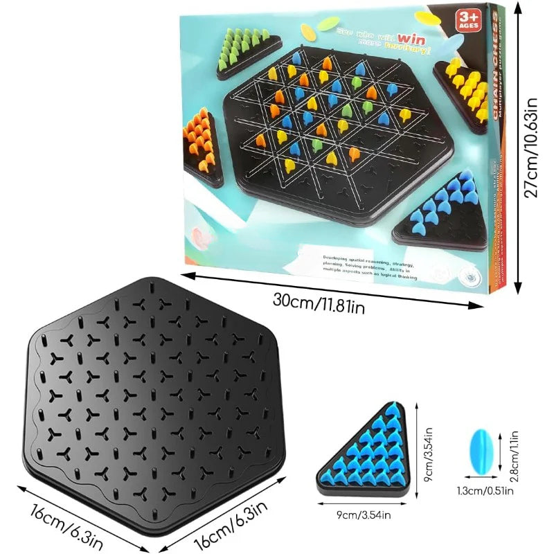 Triangle Strategy Board Game – Rubber Bands, 2-4 Players & Logic Trainer