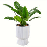 White Self-Watering Flower Pot | Modern Wine Glass Design Planter with Water Level Indicator