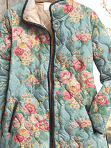 Gesteppt Damenjacke mit Eleganten Blumenmuster – Stylische Frühlingsjacke für Damen