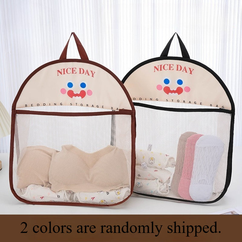Foldable Mesh Storage Bag – Breathable, Metal Hooks & Cute Animal Prints