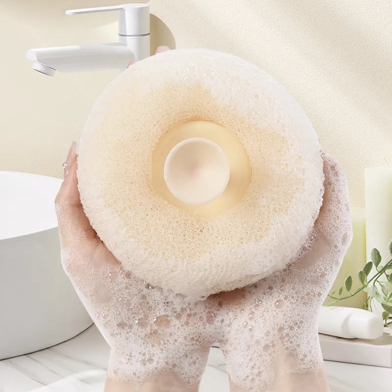 Shower Body Sponge – Massage Nubs, Ergonomic Ring Handle & Rich Lather