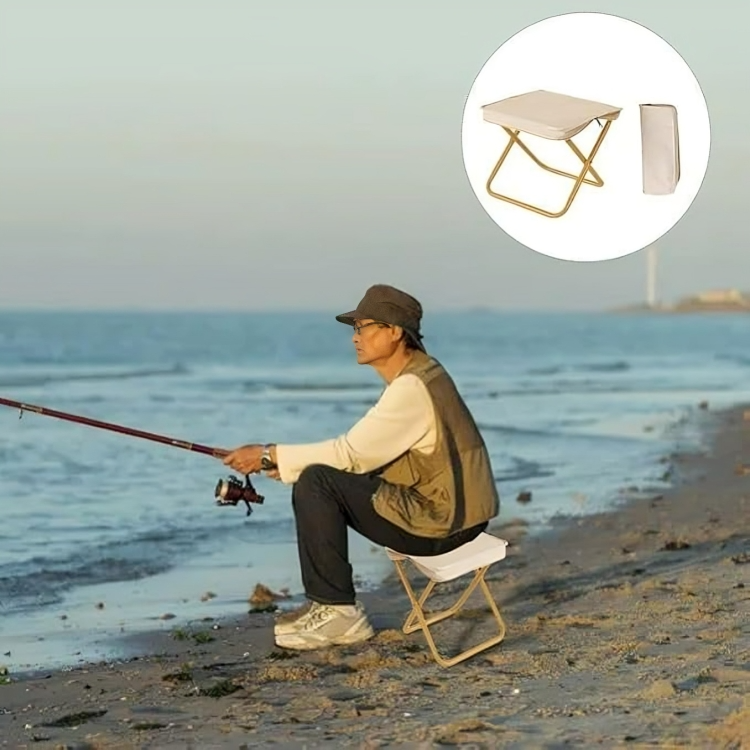 Folding Camping Stool – Stainless Steel, Holds 100kg, Compact 26×6cm, Portable