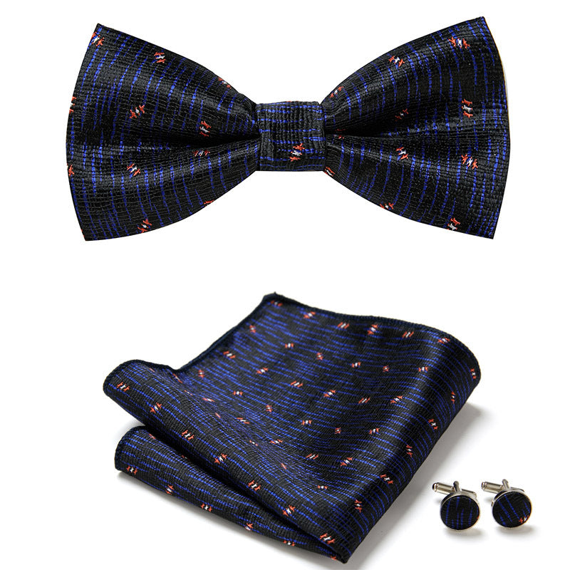 Men's Bow Tie Set – Pocket Square & Cufflinks, Polyester & 36 Designs
