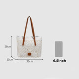 Women's Lace Handbag – Faux Leather Handles, Magnetic Closure, Spacious, 33×28cm