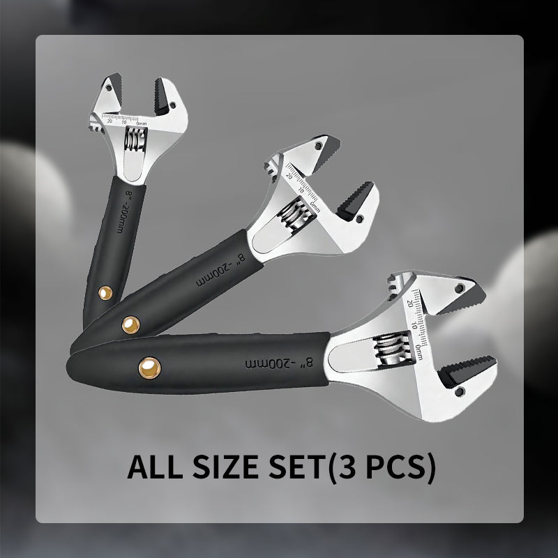 Adjustable Ratchet Wrench – Self-Tightening, Non-Slip TPR Grip, 20/25/30cm