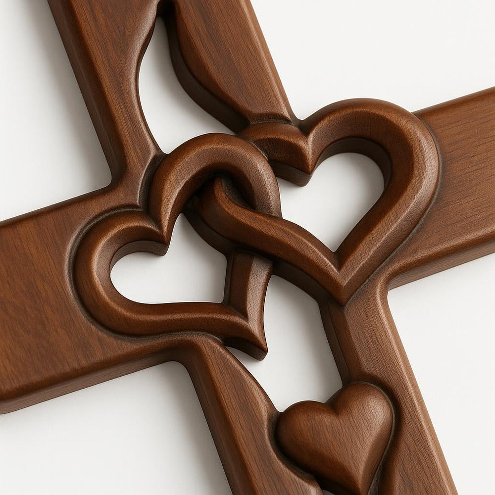 Enhanced Product Title: "Holzkreuz Wanddeko mit Verschlungenen Herzen – Rustikale Wandkunst für Romantische Dekoration" 

This title includes relevant keywords while providing additional context to attract potential buyers.