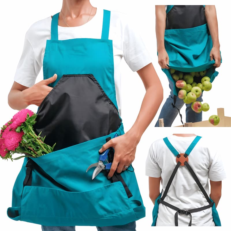 Gartenschürze mit Känguru-Tasche und verstellbaren Gurten