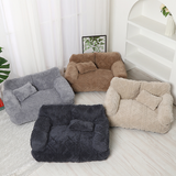 Plush Pet Sofa Bed – Raised Bolster, PP Cotton Fill & 4 Colors