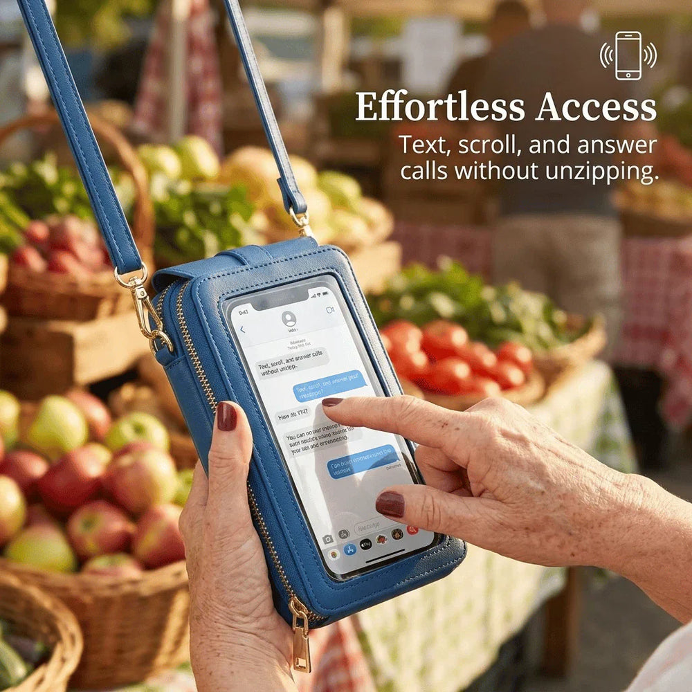 Women's Crossbody Bag – Touchscreen Window, RFID Protection & 3-in-1 Wear