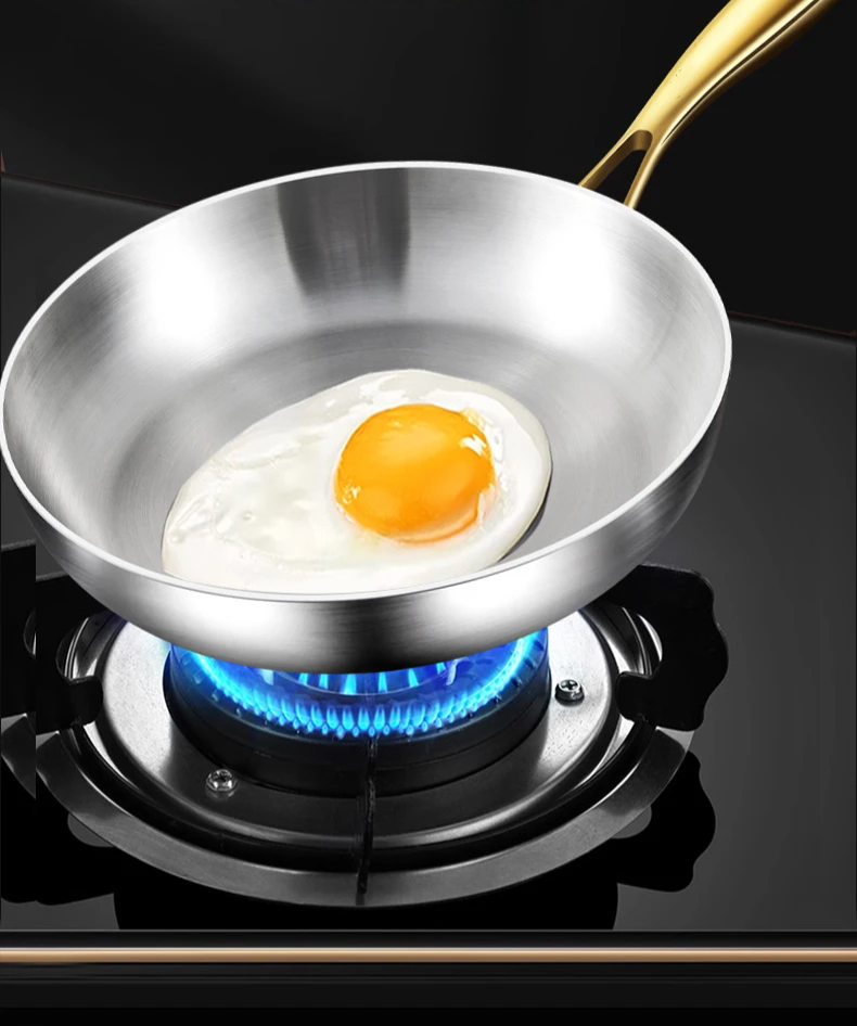 316 Stainless Steel Frying Pan – 7-Ply Uncoated, Gas & Induction Compatible