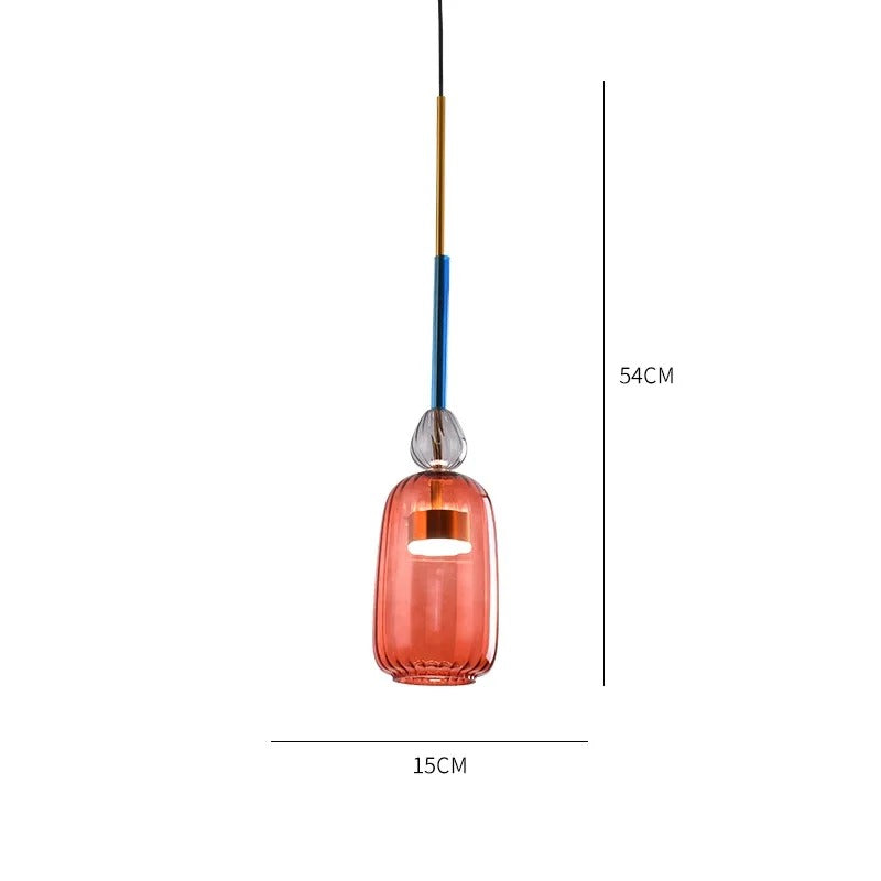 Glass Pendant Light – Colored Shade, E27 Socket & Adjustable 120cm Cord