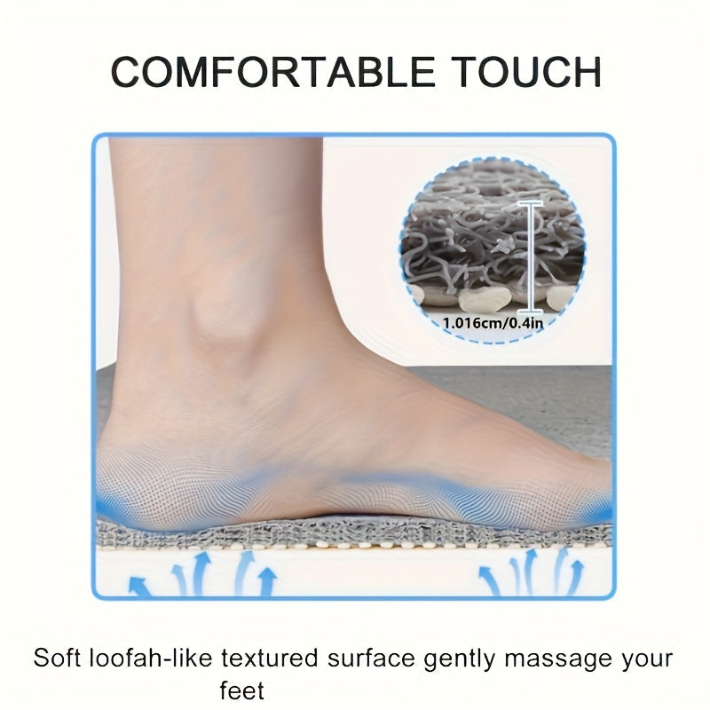 Non-Slip Loofah Shower Mat – Quick-Drying PVC, 53×53cm & 2200 g/m² Density