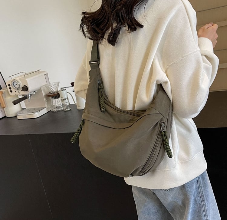 Nylon Crossbody Bag – Multiple Compartments, Adjustable Strap, 34×22cm, Unisex
