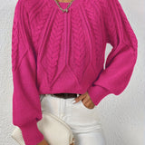 Ladies Cable Knit Sweater with Lantern Sleeves – Sanna - 8