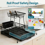 2-Tier Dish Drying Rack – Expandable, Drip Tray & Cutlery Holder