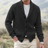 Men's Knit Cardigan with Shawl Collar and Buttons