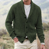 Men's Knit Cardigan with Shawl Collar and Buttons