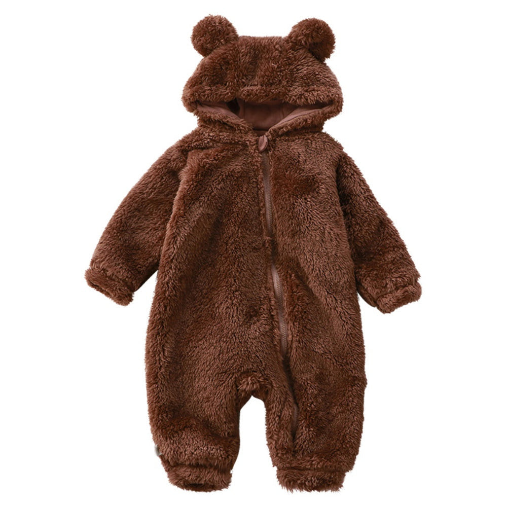 Adorable Cartoon Bear Winter Baby Onesie - Cozy & Cute Infant Sleepwear for Cold Weather