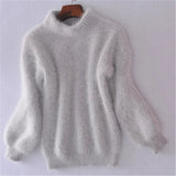 Casual Angora Knitted Women's Sweater - Livia