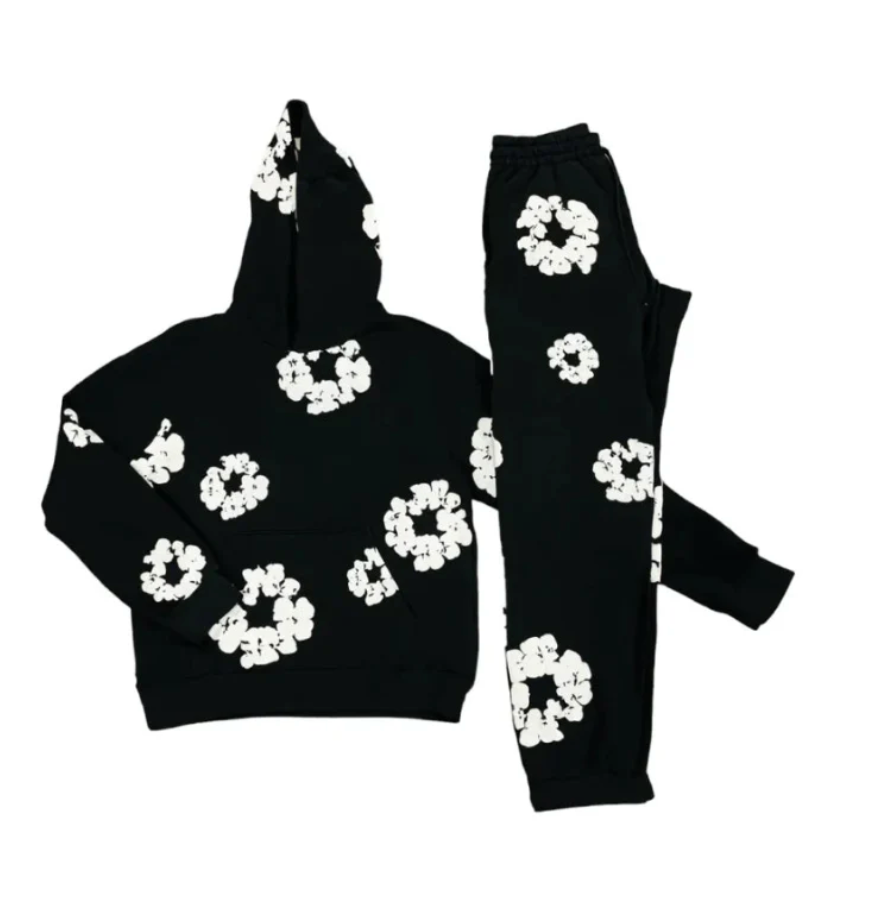 Floral Print Athleisure Hoodie and Jogger Set for Women - Stylish & Comfortable Activewear Outfit