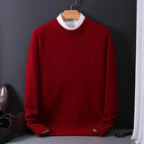 Casual knit pullover sweater with crew neckline and rib trim