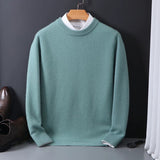 Casual knit pullover sweater with crew neckline and rib trim