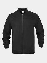 Casual suede- bomber jacket with zip front and ribbed trim