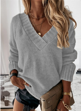 Casual V-Neck Knitted Sweater - Layla