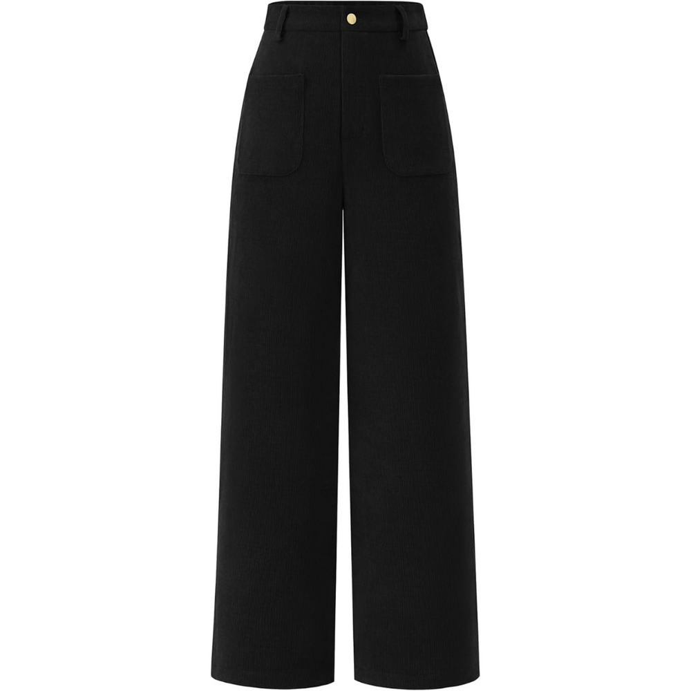 Clarissa High-Waist Casual Wide Palazzo Trousers with Pockets - Stylish & Comfortable Women's Fashion